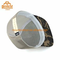 Penjualan paling laris Logo tambal kulit kustom asli pabrik dengan tali 5 Panel topi jaring tali katun