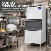 Machine à glaçons cubiques commerciale de 500 kg, refroidie par air ou par eau, avec un stockage de 200 kg pour hôtel, restaurant
