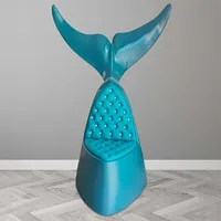 Fauteuil en fibre de verre haut de gamme en forme de poisson, canapé en cuir queue de poisson King Queen, mobilier d'hôtel élégant au design innovant