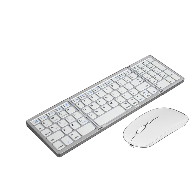 New 3 1 Ultra-Portable Foldable Wireless Full Size Keyboard Mouse Combo Anti-Ghosting USB Type C for Laptop Mobile Phones