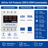 Protecteur de tension triphasé CA réglable CE 4P 63A/100A avec écran LCD, protection contre les surtensions/sous-tensions 5kVA pour centre de données