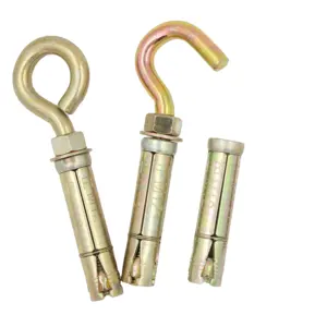 Cheville d'ancrage en acier au carbone plaqué zinc jaune avec œillet ou <span class=keywords><strong>crochet</strong></span>, cheville d'expansion norme DIN <span class=keywords><strong>pour</strong></span> <span class=keywords><strong>mur</strong></span> en béton - Product Image 2
