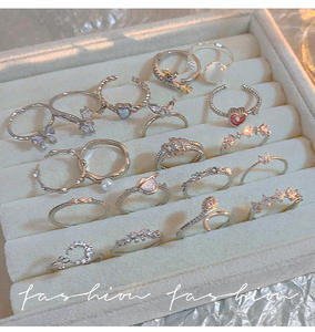 韓国風 インスタグラム オープンリング シルバー キュービックジルコニア シルバーカラー ミニマリスト 人気 メタル カスタム ファイン ファッション ジュエリー リング レディース - Product Image 4