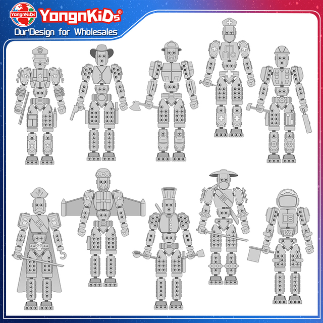 Custom Educational Size 3D Printed Creative Action Figure Movable Joint Durable Plastic Building Block Assembly Robot Toy