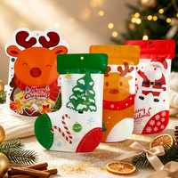 Pochette d'emballage de Noël spéciale en forme de sachet, refermable avec fermeture éclair, en Mylar, pour bonbons et chocolats