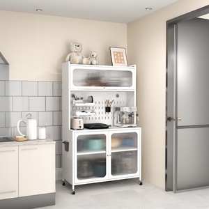 Buffet de cuisine autoportant avec portes, armoire de rangement multi-niveaux pour micro-ondes et organisation des ustensiles de cuisine - Product Image 1