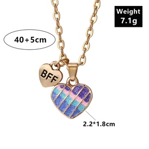 Collana con Ciondolo BFF 'Migliori Amici per Sempre' 2026, Design <span class=keywords><strong>a</strong></span> Cuore/Frutta, Placcata Oro, Regalo Trendy per l'Amicizia - Product Image 2