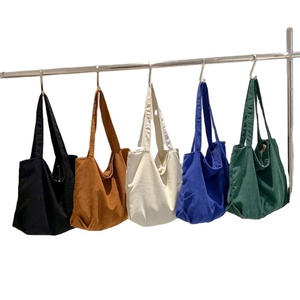 Customizable Recycled <b>Corduroy</b> <b>Tote</b> <b>Bag</b> New Style Solid Color Cartoon Pattern Versatile Casual Shoulder <b>Bag</b> Portable Shopping - Product Image 1