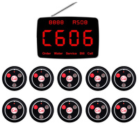 Sistema Inalámbrico de Llamada para Restaurantes, 1 Receptor con Pantalla LED y 10 Botones Redondos Multifunción, Sistema de Llamada para Camareros