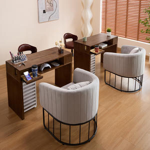 Meuble de salon de manucure en bois de noyer noir rétro moderne, best-seller 2026, table de manucure portable, table de manucure - Product Image 5