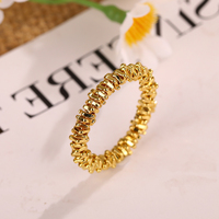 Ensemble de bracelets extensibles et bagues à perles écrasées, ensemble de bijoux tendance empilables en perles dorées pour femmes, usage quotidien, vente en gros