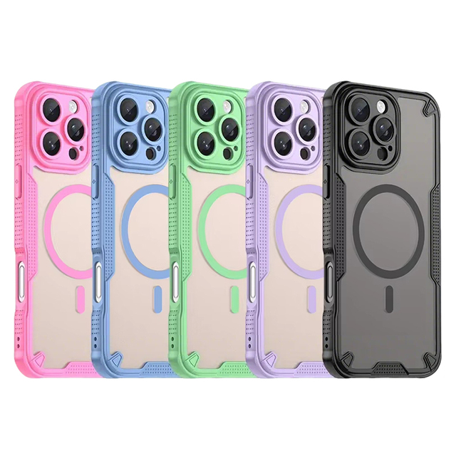 Wireless Charging Shockproof TPU+PC Phone Case for 11/12/13/14/15/16 Magnetic Compatible Luxury Design