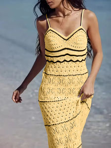 2024 venta al por mayor de fábrica personalizada Primavera Verano Sexy cuello redondo suéter vestido sin mangas - Product Image 4