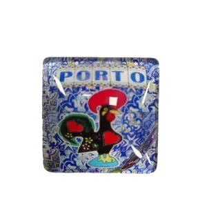 Portugal porto lisboa עגול זכוכית מזכרת coq du portugal מקרר מגנטים לתיירות