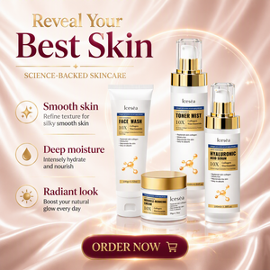 Set de Cuidado Facial 4 en 1 con Ácido Hialurónico y Ceramidas, Fórmula Revitalizante, Antiarrugas, Antienvejecimiento y Blanqueadora, 10X - Product Image 3