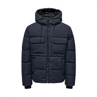 Veste d'hiver à capuche en laine écologique à col en V pour homme, avec fermeture éclair et boutons, vente en gros, très demandée