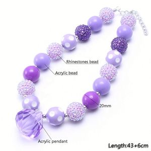 Enfants mignon bijoux enfants à la main acrylique strass perles violet collier de perles princesse fille collier - Product Image 3