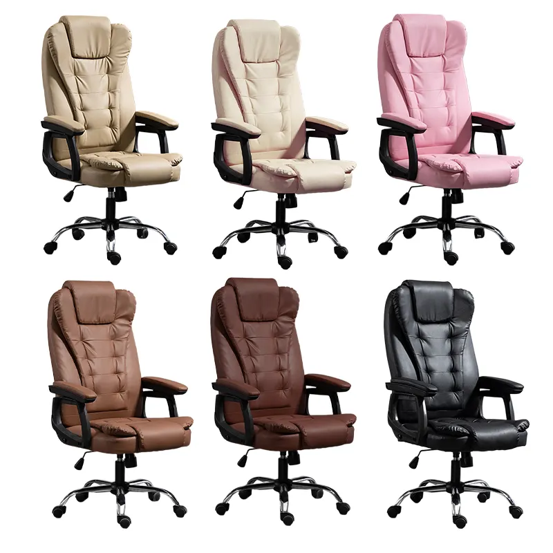 Sedia da ufficio ergonomica regolabile in vera pelle economica più venduta con supporto per la schiena