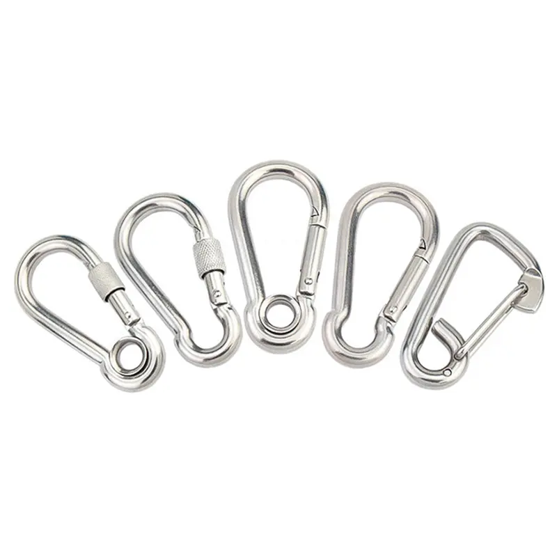 Günstige 304 Edelstahl Hoch leistungs karabiner Feder Karabiner haken Clip M4 M5 M6 M8 M10