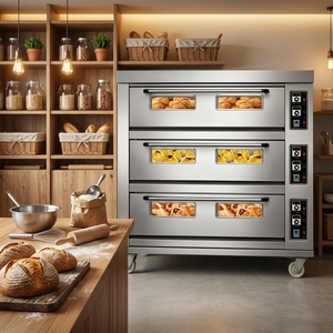 Nouveau four électrique commercial à 3 niveaux et 9 plateaux avec contrôle de température indépendant 220V pour boulangerie et restaurant, idéal pour la pizza et la pâtisserie. - Product Image 6