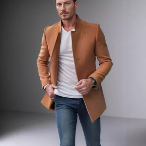 <span class=keywords><strong>Abbigliamento</strong></span> Casual da <span class=keywords><strong>uomo</strong></span> per la gioventù cappotto con colletto Slim Fit di lusso giacca di lana di alta qualità soprabito - Product Image 6
