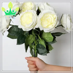 WITTE Rozen Kunstmatige Pioen Nep Zijden Bloemen Bruidsboeket Wedding Home Decor