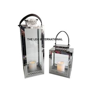 Stainless Steel Metal Shinny Polish Rectangle Shape Candle <b>Lantern</b> <b>Indoor</b> Outdoor <b>Lighting</b> Decoration <b>Lantern</b> - Product Image 2