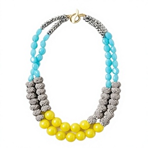 New Best Quality Women Multilayer Beaded <b>Necklace</b> With Mint Pink Resin Pearls Gold Plated Chain Party Jewelry Wedding for Woman - Product Image 2