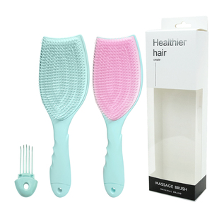 Herramienta para el cuidado del cabello Salón de Casa Cerdas de nailon ABS Logotipo personalizado Lovely Tulip Scalp Maasages Cepillos para el cabello con limpiador interior - Product Image 2