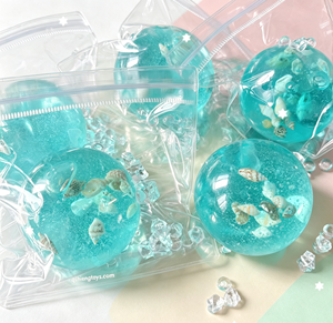 ลูกบอลบีบ TPR สีฟ้าโปร่งแสง บีบแล้วคืนรูปช้า ของเล่นบีบคลายเครียด ของเล่นเสริมพัฒนาการประสาทสัมผัสสำหรับเด็ก - Product Image 1