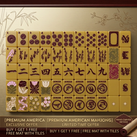 Jeu de tuiles de Mahjong américain en acrylique, monocouche, 160 pièces, motifs floraux, bambou, cercle, dragon, vent, avec sac de rangement