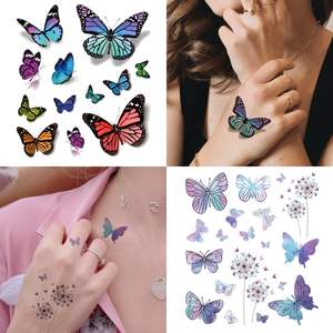 Tatouage Temporaire 3D Papillon conçu Adulte Fille Cuisse 3D Aquarelle Cheval Elk Temp Tatoo Autocollant Bras Dos Corps Art <span class=keywords><strong>Maquillage</strong></span> - Product Image 2