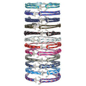 Handmade <b>Braided</b> Bracelet Set 12-Piece Alloy Anchor Ocean Style Unisex Jewelry Fashion <b>Accessory</b> - Product Image 1