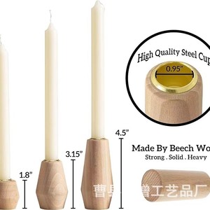 เชิงเทียนไม้เนื้อแข็งทรงกรวยเรียว ชุดสามชิ้น สำหรับตกแต่งบ้าน GZ 1024 - Product Image 5