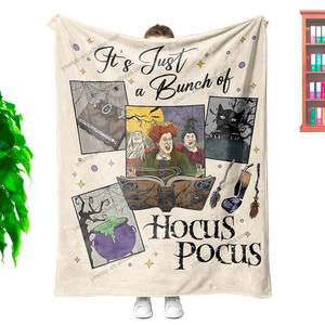 Diseño personalizado de Halloween Pocus Witch Sisters Eco poliéster mantas de lana al por mayor tamaño Queen y King manta de franela - Product Image 4