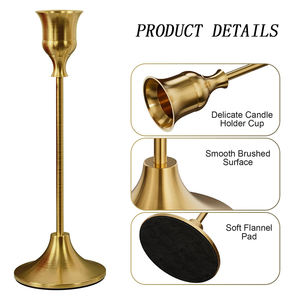 Design semplice staccabile Vintage decorativo in metallo conico <span class=keywords><strong>portacandele</strong></span> in <span class=keywords><strong>oro</strong></span> nero e ottone per il compleanno - Product Image 2