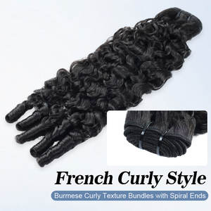 Extensiones de Cabello Humano Rizado Francés FH SDD, Cabello Rizado Vietnamita Birmano Crudo con Puntas Rizadas en Espiral, Extensiones de Cabello Tejidas a Máquina - Product Image 2