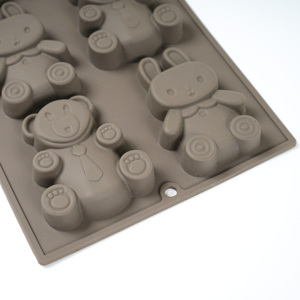 Vendite favorevoli a caldo sei fori colori grigio scuro e arancione piccolo orso e forma di coniglio in Silicone stampo stampo in silicone - Product Image 4