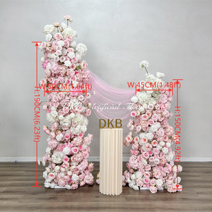 Premium Romantic Modern <b>Pink</b> and White Rose Artificial Flower Wedding <b>Backdrop</b> with Customizable Sizes for Back to School Events - Product Image 2