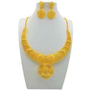 Gold Plated Alloy <b>Necklace</b> And Earring Sets For Women Flower Pattern Party Jewelry Fashion <b>Statement</b> Piece - Product Image 5
