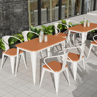 Ensemble table et chaises en métal de style industriel pour restaurants de thé au lait, cafés, bars en plein air - Mobilier de salle à manger décontractée en plein air