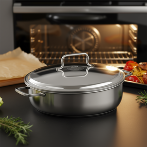 Silit Oval Roasting <b>Pan</b> With Lid 38x26cm Stainless Steel For Oven Use - Product Image 3