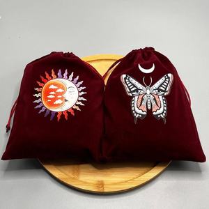 1 Uds. Bolsa de almacenamiento de tarjetas de Tarot con cordón de terciopelo, bolsa de regalo de viaje cosmética de joyería para sostener cristales curativos, suministros de <span class=keywords><strong>brujería</strong></span> - Product Image 2