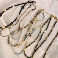 MECYLIFE Nouveau collier de perles vintage de style chinois, collier de perles en pierre naturelle colorées, design ethnique pour femmes