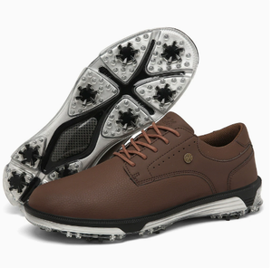 Men's <b>Golf</b> Shoes Genuine Leather Upper TPU Outsole EVA Midsole Black White Spike Design - Product Image 4