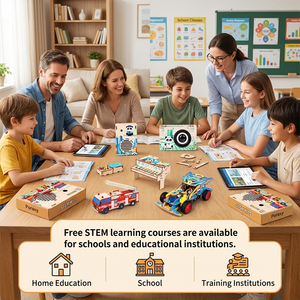 Kit de fabrication éducatif STEAM personnalisé 5 en 1 : Voiture télécommandée en <span class=keywords><strong>bois</strong></span>, interphone sans fil, radio, piano électronique, magnétophone, projet de physique - Product Image 6