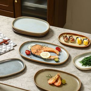 Assiettes en céramique rustique <span class=keywords><strong>de</strong></span> 8/10/12/14 pouces pour le service <span class=keywords><strong>de</strong></span> <span class=keywords><strong>table</strong></span> au restaurant : idéales pour les collations, accompagnements, gâteaux et desserts - Product Image 3