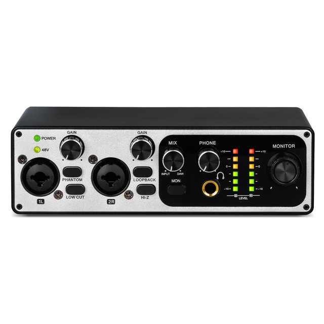 MB22 Portable Mini USB Audio Interface 2 Channel 24-Bit 192kHz Metal Sound Card for Studio Recording