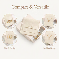 Boîte à bijoux coulissante de luxe avec logo personnalisé et ensemble de pochettes en microfibre pour collier, bague, boucles d'oreilles, emballage en carton rigide