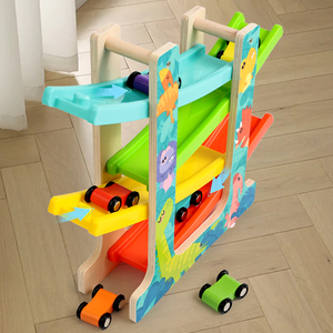 Nuevas llegadas educación temprana Montessori animales de madera pista coche rompecabezas pendiente coche de carreras juego de juguete para niños niñas - Product Image 6